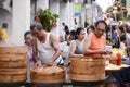 Hawkers sell Chinese Steamed Meat Buns Royalty Free Stock Photo